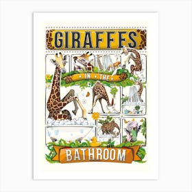 Giraffes In The Bathroom Art Print