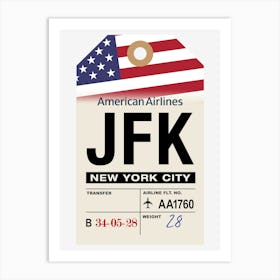 New York City (JFK) USA Vintage Airline Luggage Tag Art Print