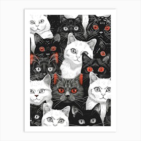 Perfectly Repeatable Artwork With Cute Cat Faces 51 Art Print