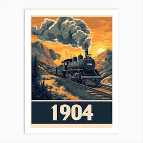 Aihrgdesign A Retro Poster Of A Steam Locomotive Traveling Th 0e80c41e Ac89 4bff 9ce9 052186e5b745 3 Art Print