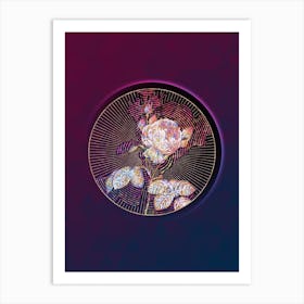 Abstract Pink Cabbage Rose Mosaic Botanical Illustration n.0147 Art Print