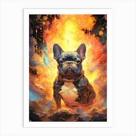 Floral Fantasy Flame Bulldog Art Print