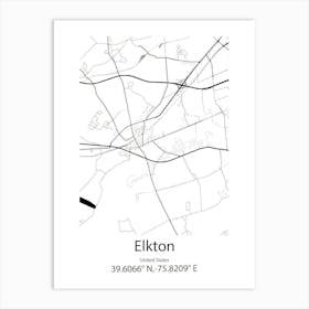 Elkton,United States Minimalist Map Art Print