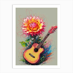 Dahlia And Guitar Art Print