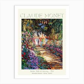 Claude Monet Labelled Fine Art Print Garden Path at Giverny, 1902 - Belvedere Museum Vienna Austria in HD for Feature Wall Decor - Fully Restored High Definition Art Print