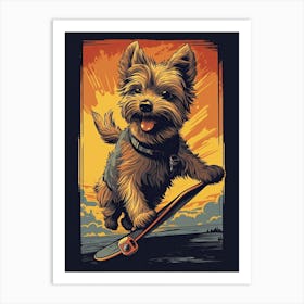 Yorkshire Terrier Dog Skateboarding Illustration 1 Art Print