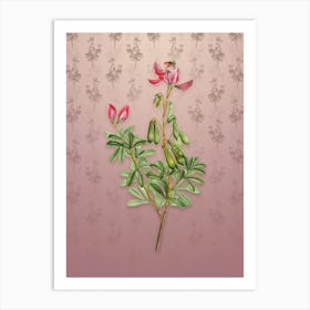 Vintage Restharrows Botanical on Dusty Pink Pattern n.2225 Art Print