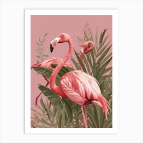 Andean Flamingo And Bird Of Paradise Minimalist Illustration 4 Art Print