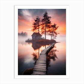 sunset on the lake 1 Art Print