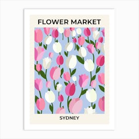 Flower Market Sydney Pink And Blue Tulips Art Print