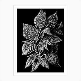 Oregano Leaf Linocut 6 Art Print