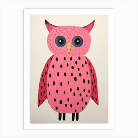 Pink Polka Dot Owl 4 Art Print