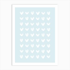 Scribble Hearts - Light Blue Art Print