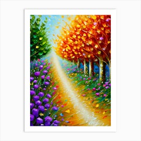 Autumn Trees And Flowers Art Print