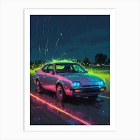 Neon Car Canvas Print Art Print