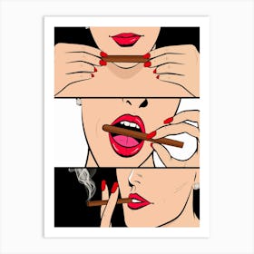 Woman Smoking A Cigar Art Print