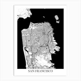 San Francisco California White Black Art Print