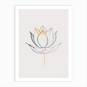 Lotus Flower, Buddhist Symbol Minimal Line Drawing 5 Art Print