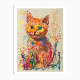 Cat In A Vase Art Print