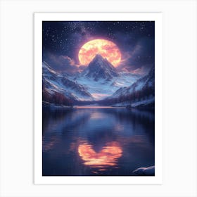 Full Moon Over Lake 12 Art Print