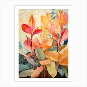 Tropical Plant Painting Rubber Plant 1 Art Print