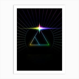 Neon Geometric Glyph in Candy Blue and Pink with Rainbow Sparkle on Black n.0272 Art Print