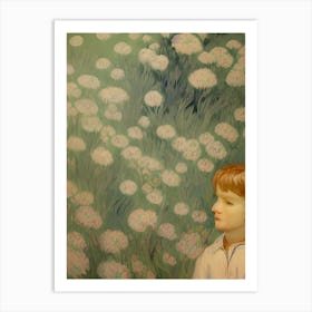 Boy In Dandelion Field Art Print