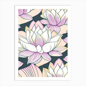 Lotus Flower Repeat Pattern Abstract Line Drawing 5 Art Print