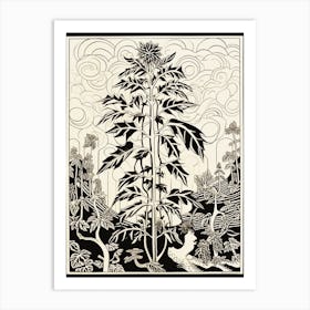 B&W Plant Illustration Croton Norma Art Print