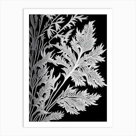 Spanish Moss Leaf Linocut Art Print