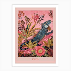 Floral Animal Painting Iguana 3 Poster Art Print