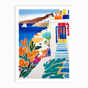 Myconos, Mediterranean Seaside Villa Art Print