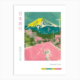 Mount Fuji Japan Retro Duotone Silkscreen Poster 3 Art Print