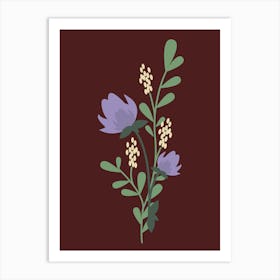 Flowers On A Brown Background Art Print