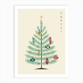 Mid Century Modern Christmas Tree Print Art Print