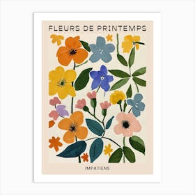 Spring Floral French Poster  Impatiens 2 Art Print