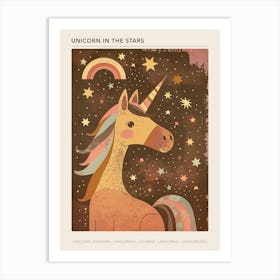 Unicorn & Stars Muted Pastels 3 Poster Art Print