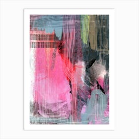 SYDNEY - Multi Colour  Pink, Blue, Yellow, Black, White, Red, Abstract  Art Print