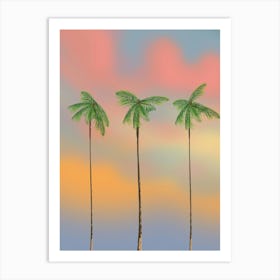 Palm Trees at dusk. Art Print