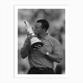 Tiger Woods Kisses The Claret Jug After Winning The 135th Open Championship At Royal Liverpool Golf Club In Hoylake, Great Britain Art Print