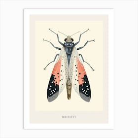 Colourful Insect Illustration Whitefly 15 Poster Art Print