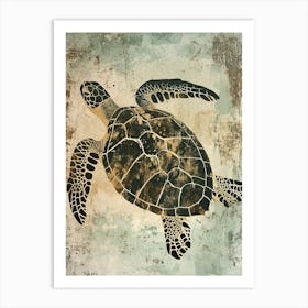 Vintage Sea Turtles Silkscreen Inspired 4 Art Print