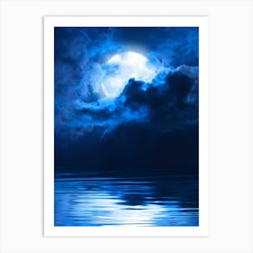 Full Moon Over Water - Mystic Moon poster Art Print