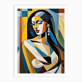 Woman Portrait Cubism Pablo Picasso Style (8) Art Print