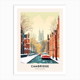 Vintage Winter Travel Poster Cambridge United Kingdom 3 Art Print