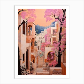 Byblos Lebanon 3 Vintage Pink Travel Illustration Art Print