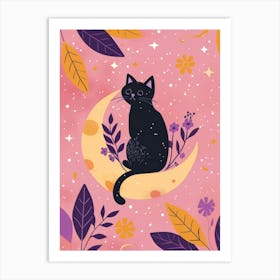 Black Cat On The Moon 3 Art Print