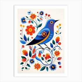 Scandinavian Bird Illustration Bluebird 1 Art Print