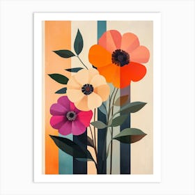 Flowers On A Stripe Art Print