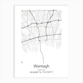 Wantagh,United States Minimalist Map Art Print